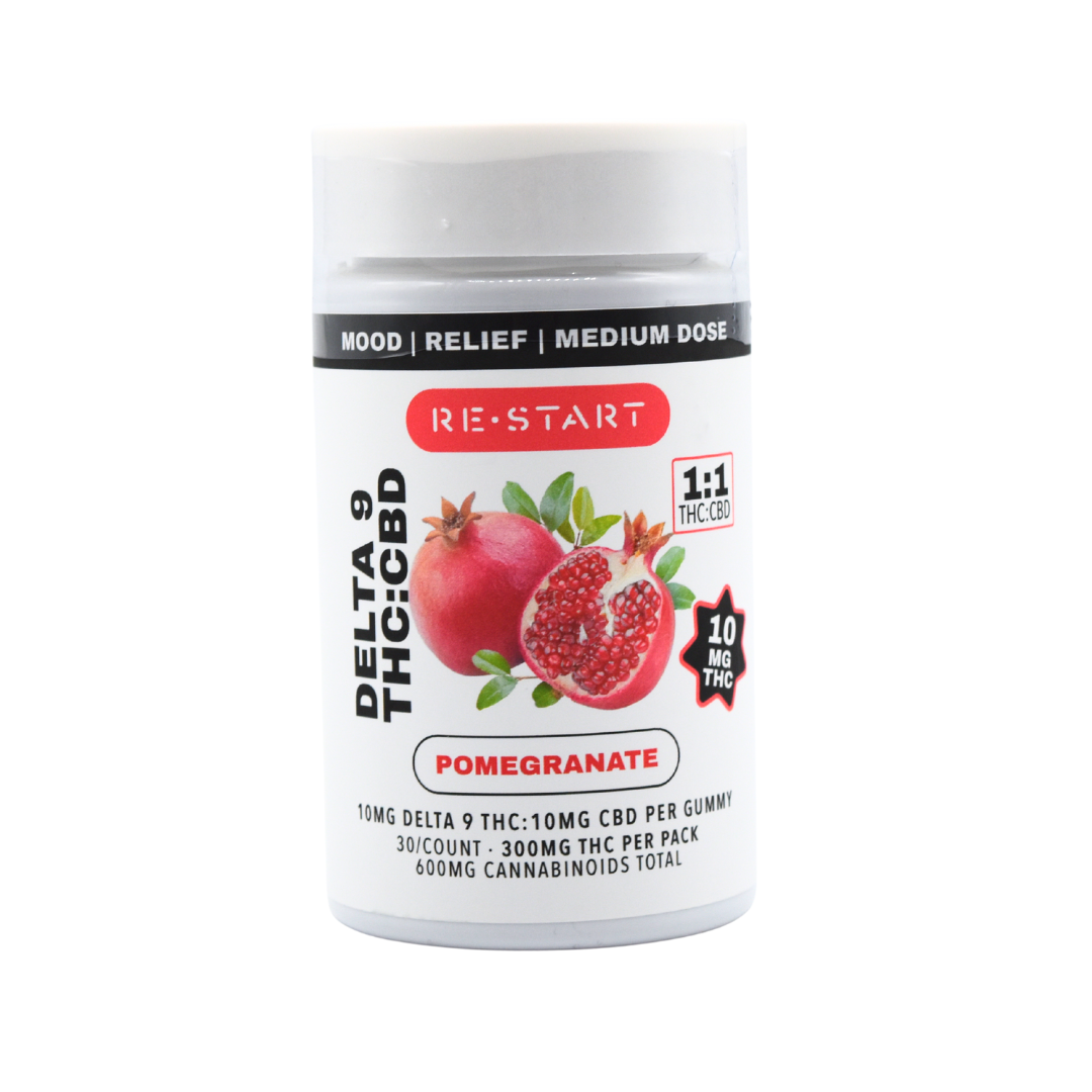 THC CBD Pomegranate Gummies 20MG (1:1) / 30ct